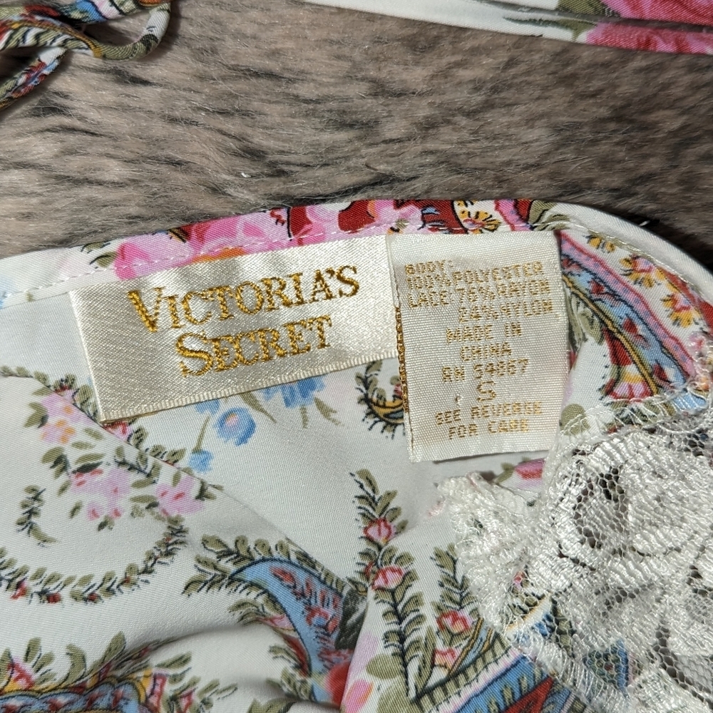 Victoria's Secret Gold Label Vintage Slip Paisley Print Floral Lace Small - Picture 4 of 6